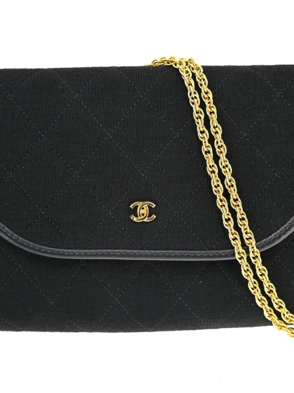 Chanel Black Cotton Double Chain Shoulder Bag NQ07457